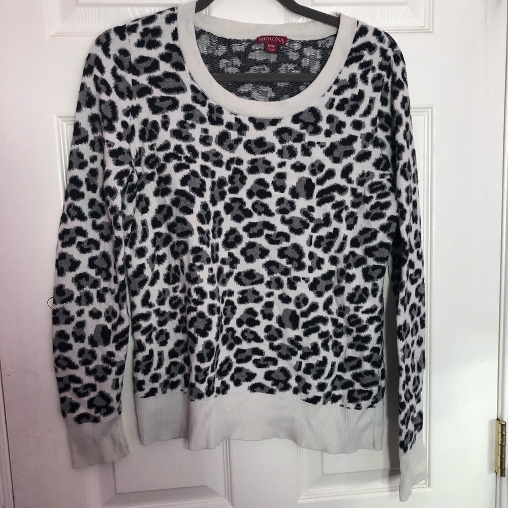 Black and white leopard print sweater
